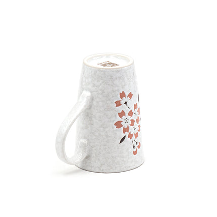 White Ceramic Mug with Delicate Pink Cherry Blossom Design