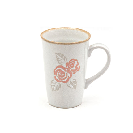 White Ceramic Mug with Delicate Rose Design
