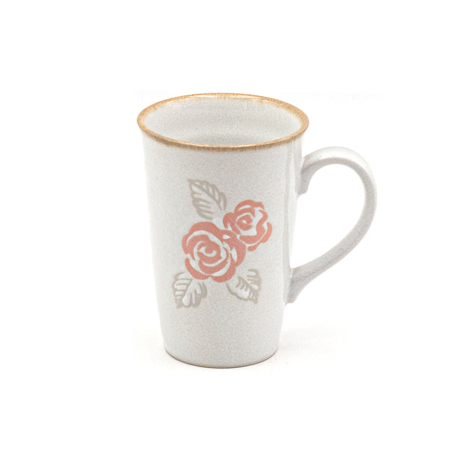 White Ceramic Mug with Delicate Rose Design