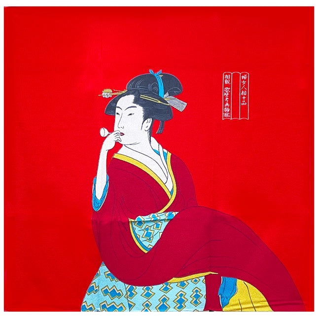 Woman in Kimono Smoking Furoshiki Art