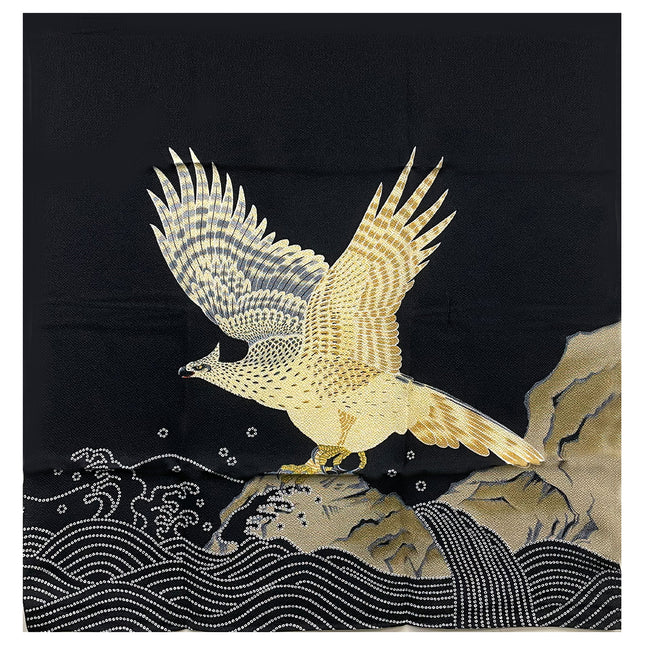 Hawk Flapping Wings Furoshiki Art - Black