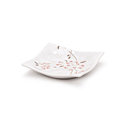 Japanese Cherry Blossom Ceramic Square Plate Set of 4
