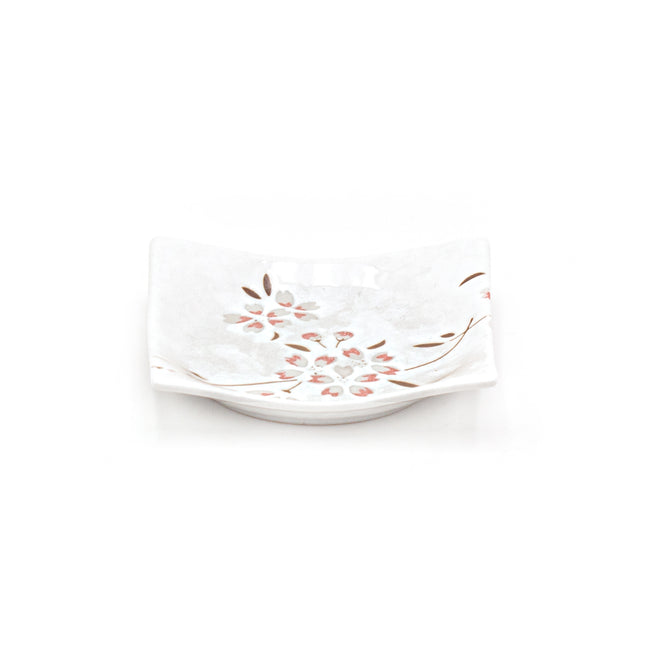Japanese Cherry Blossom Ceramic Square Plate Set of 4