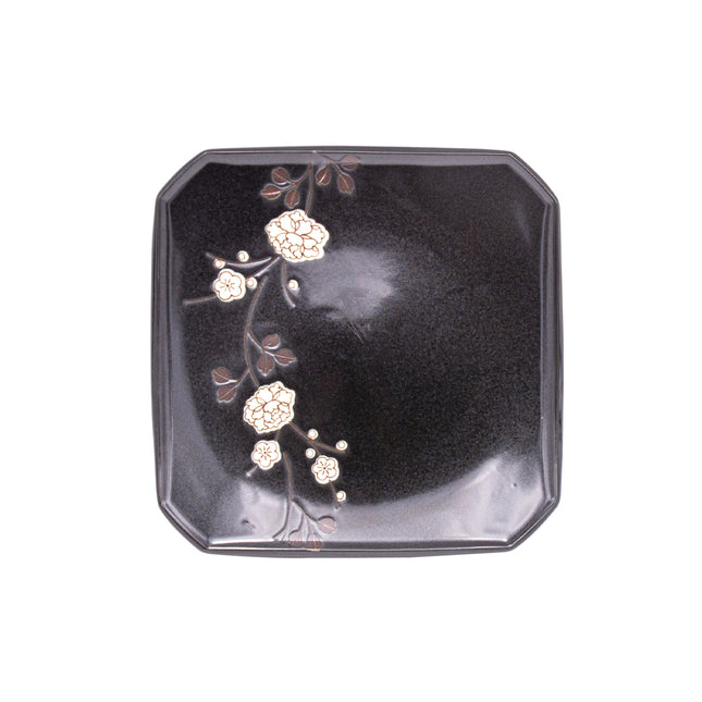 Japanese Black Ceramic Octagonal Plate - Set of 4