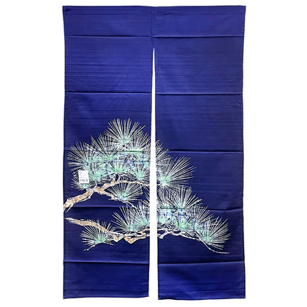 Pine Tree Noren Furoshiki Curtain - Blue