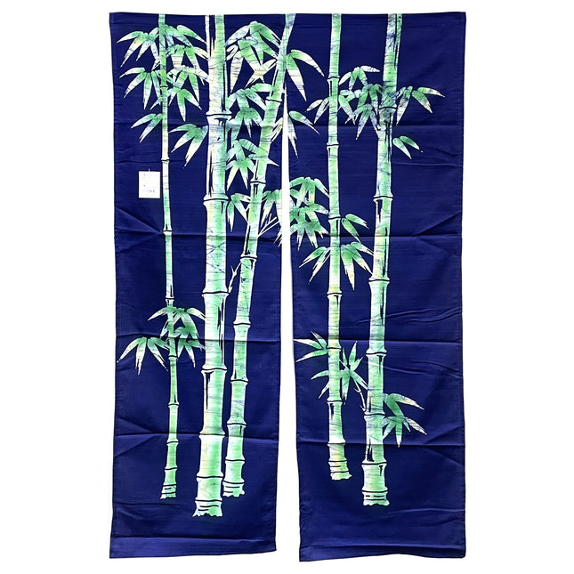 Green Bamboo Noren Furoshiki Art - Green, Blue