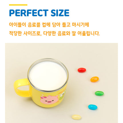 Pororo Edison Kid Cup Non-Slip Stainless Steel Yellow Mug