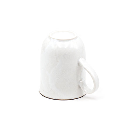 Japanese Stone Mug: White, Ceramic with Floral Pattern
