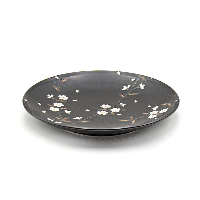 Dinner Plate Flower Pattern Set of 2 - Black