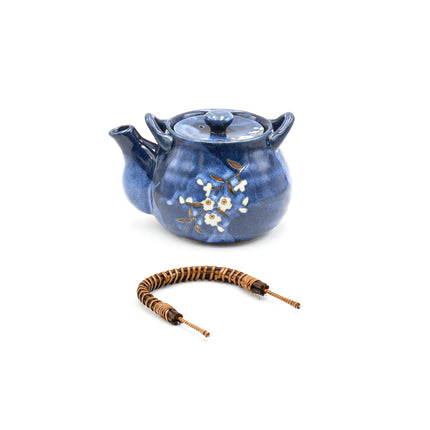 Tea Pot and Cup Set Sakura Flower Pattern - Blue