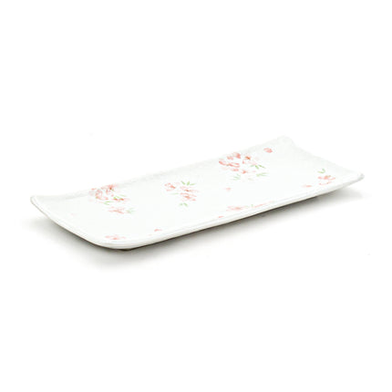 Pink Floral Rectangular Sushi Plates, Set of 2