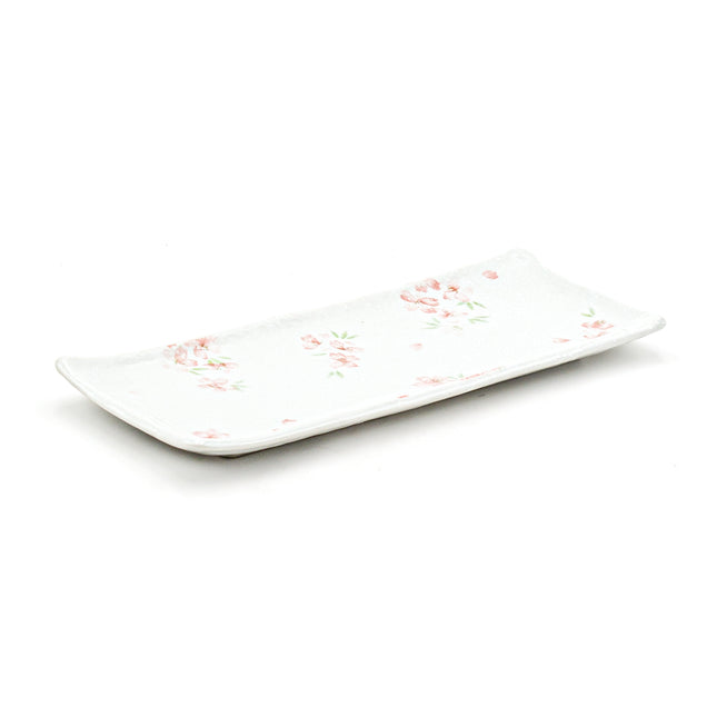 Pink Floral Rectangular Sushi Plates, Set of 2