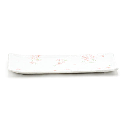 Pink Floral Rectangular Sushi Plates, Set of 2