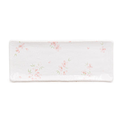 Pink Floral Rectangular Sushi Plates, Set of 2