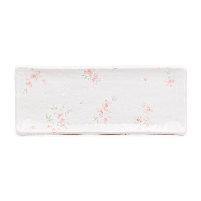 Pink Floral Rectangular Sushi Plates, Set of 2