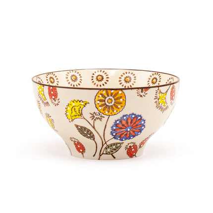 Heritage Hand-Painted Floral Ceramic Bowl Set of 4