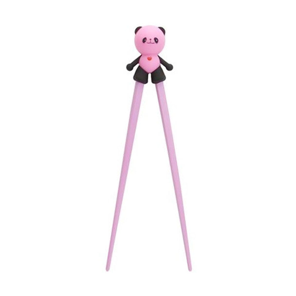 Panda Kids Spoon, Fork, Chopstick Set Silicone Grip, Pink