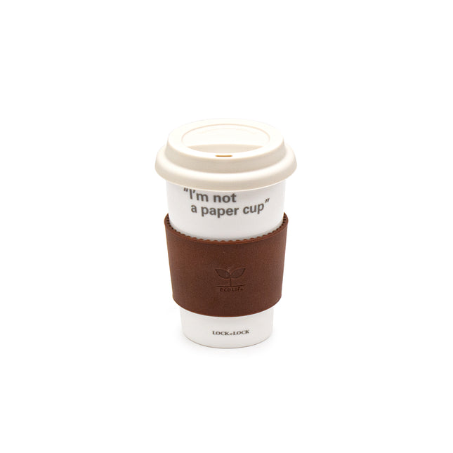 Eco Friendly Ceramic Cup with Lid - White