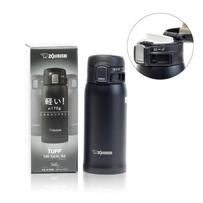 Zojirushi Vacuum Mug Stainless Steel Flip-Open 12oz (Black)