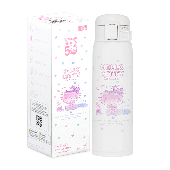 Zojirushi x Hello Kitty Stainless Steel Mug Bottle 16oz/0.48L (White/Pink)