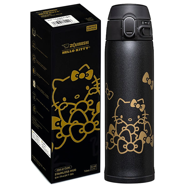 Zojirushi x Hello Kitty Stainless Steel Mug Bottle 16oz/0.48L (Black/Gold)