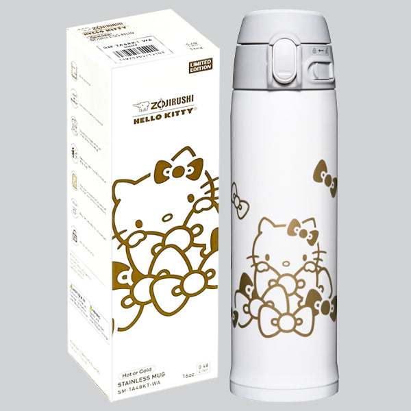 Zojirushi x Hello Kitty Stainless Steel Mug Bottle 16oz/0.48L (White/Gold)