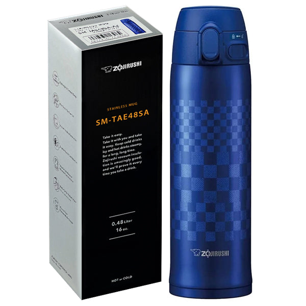 Zojirushi Stainless Steel Mug Hana-Kana Collection Flip-open - Blue
