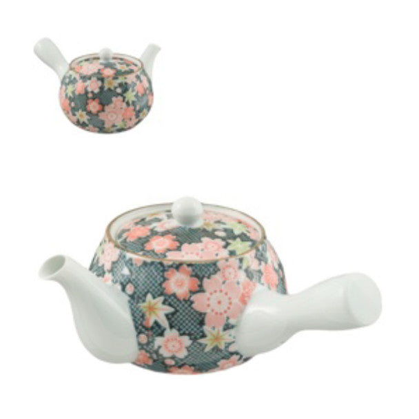 Arita Flower Kyusu Teapot with Strainer - Black