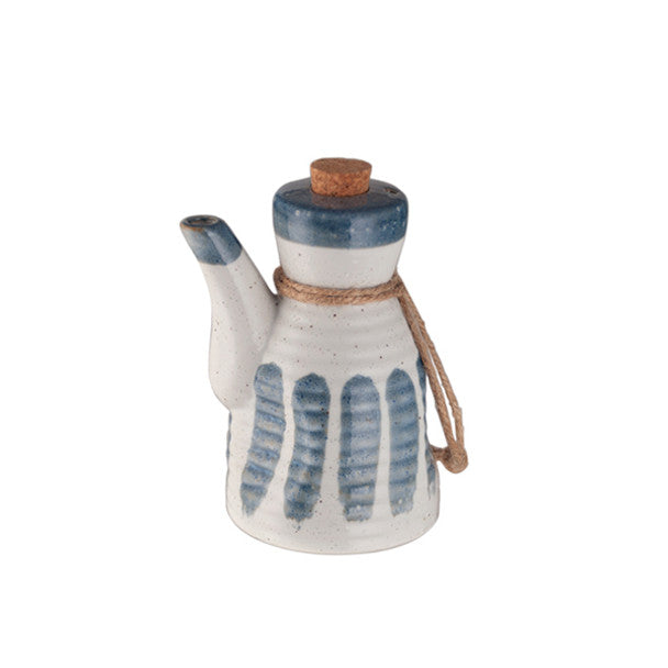 Sauce Dispenser with Cork 7 oz - Blue Rimmed Shiro Tenmoku