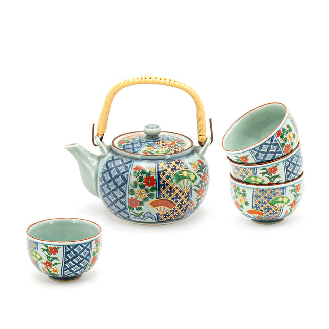 Japanese Ceramic Tea Pot Set with 4 Teacups