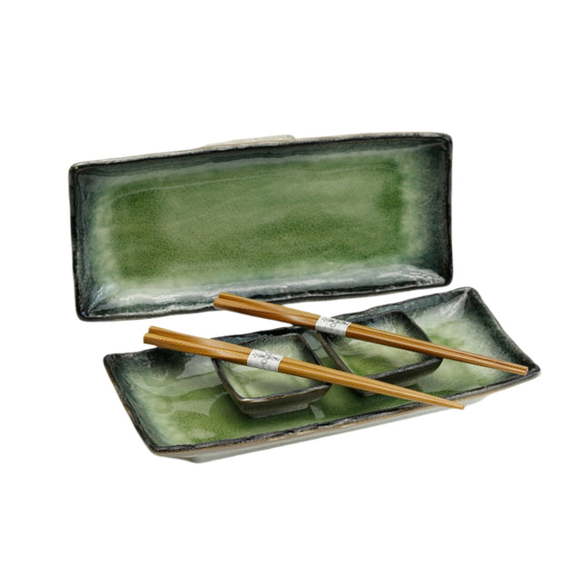 Porcelain Sushi Plate Set for 2 - Green