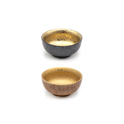 Japanes Sake Set Moon Pattern - Gold