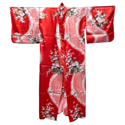 Japanese Kimono Robe Floral Pattern - Red