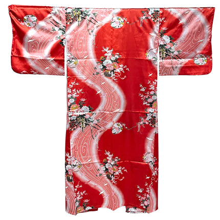 Japanese Kimono Robe Floral Pattern - Red