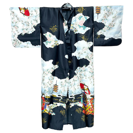 Kimono Women with Umbrella Robe - Black