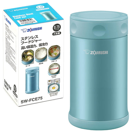 Zojirushi Stainless Steel Food Jar Aqua Blue 0.75L
