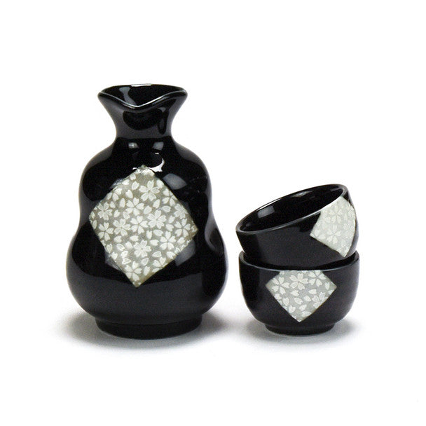 Kafuh Japan Belly Black Diamond Sakura Sake Set