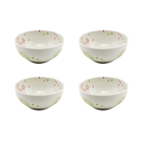 Japanese Spring Bloom Bowls, Set of 4, 6.25"D