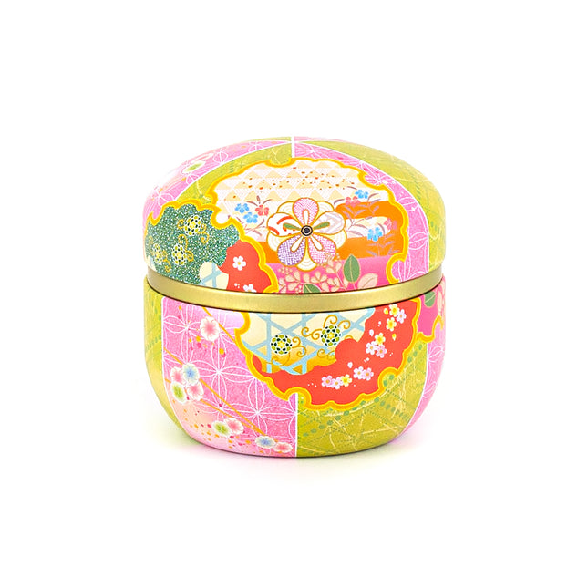 Pink & Green Japanese Tea Canister 3"x3"H