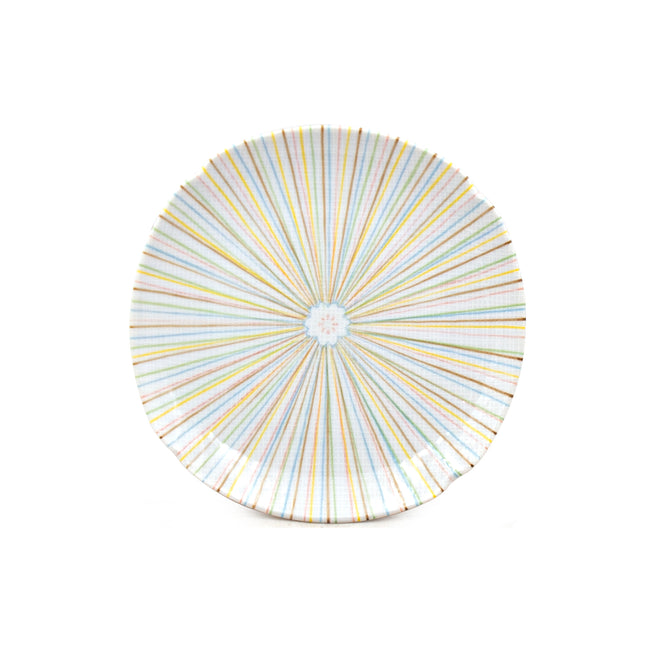 Japanese Colorful Line Decorated Porcelain Plate Set of 4
