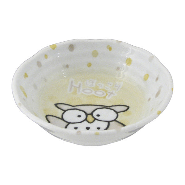 Yellow Hoot Cute Owl Face Bowl 5.25"D