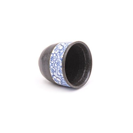 Black Ceramic Tea Set – Blue Floral Accent Edition