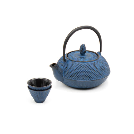 Cast Iron Tea Pot and Cup Set - Blue