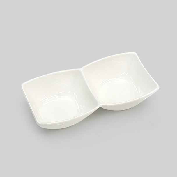 Divided Porcelain Sauce Dish 6-1/4"L