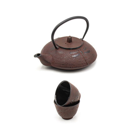 Cast Iron Tea Pot and Cup - Brown/Black