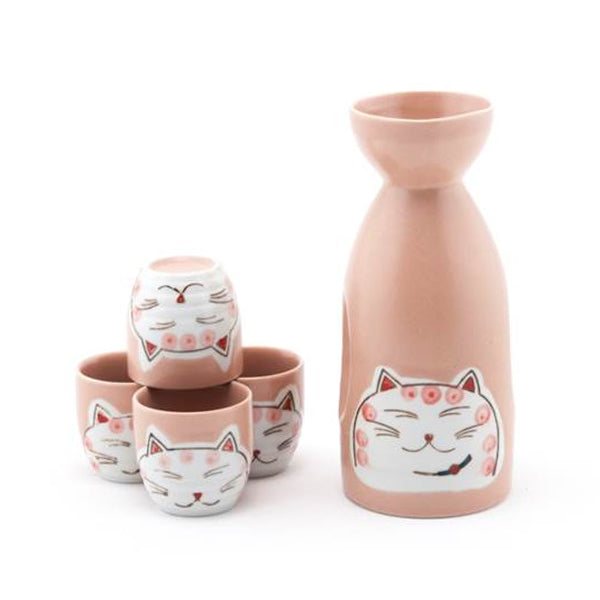 Shy Cat Sake Set - 1 Bottle and 4 Cups