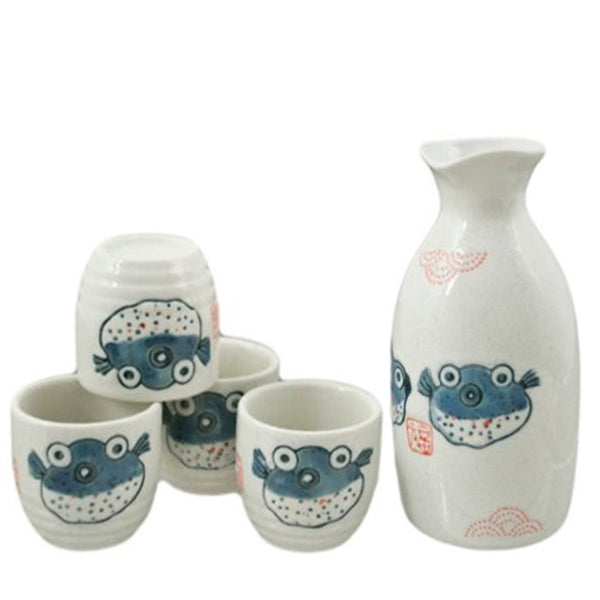 Blowfish Sake Set - 1 Bottle and 4 Cups