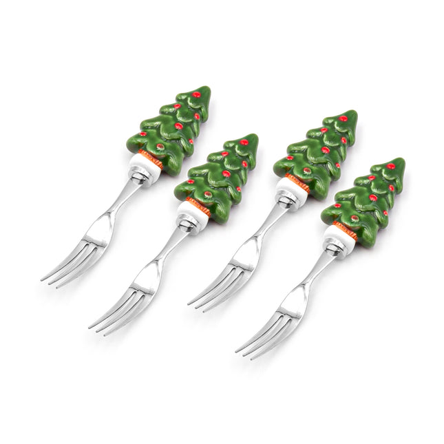 Christmas Tree Dessert Fork 4pc Set
