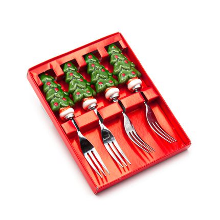 Christmas Tree Dessert Fork 4pc Set