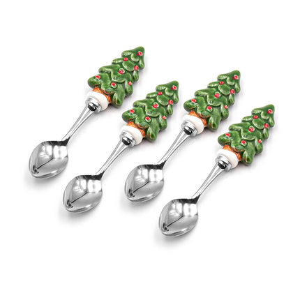 Christmas Tree Dessert Spoon 4pc Set